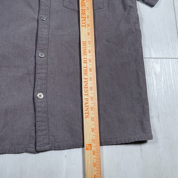 Oakley Mens Large Button Up Short Sleeve Shirt Pocket Metal Logo Purple Gray - Picture 12 of 12